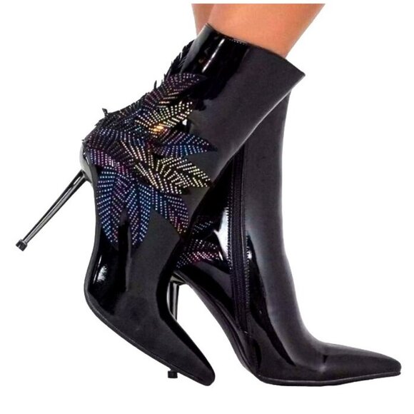 Azalea Wang Night Shift Stiletto Bootie Black‎ Size 10 - Picture 3 of 16